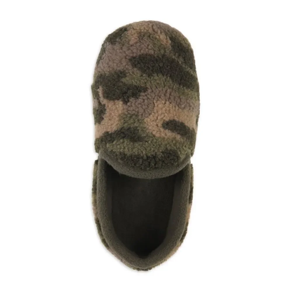 Little Boys Fuzzy Sherpa Camo Indoor Outdoor Slippers Shoes Size 2/3